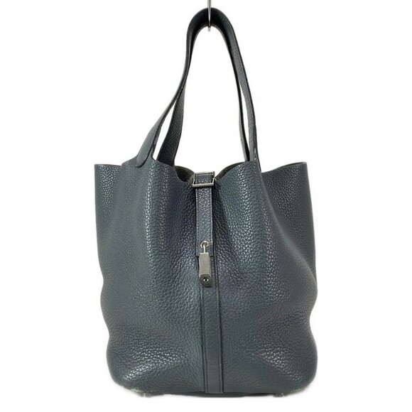 Auth HERMES Picotin Lock MM - BlueOrage Taurillon Clemence Square Q Handbag - Picture 1 of 16